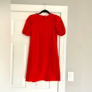 ZARA Orange Puff Sleeve Dress Medium